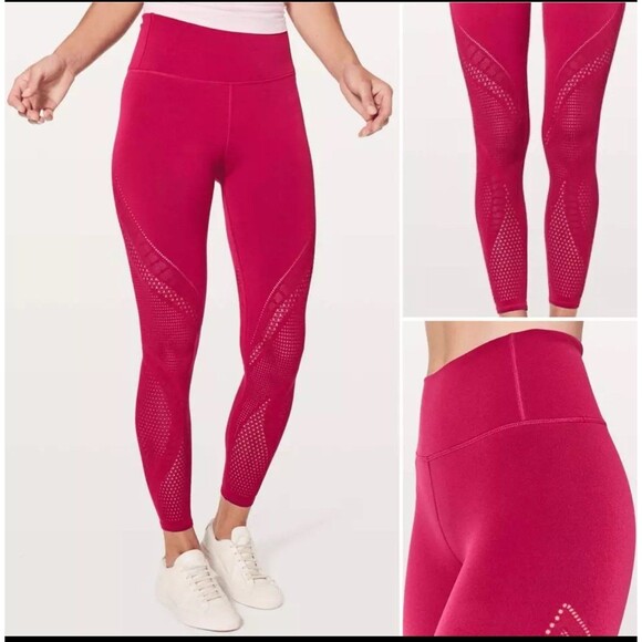 Lululemon Reveal Tight Interconnect 25.5" in Ruby Red Size 6 - Picture 1 of 3